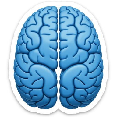 A highly minimalist, clean icon. The icon is a single playing card or tarot card, shown from the back side (face down). The card is oriented vertically (portrait). integrate a stylized, symmetrical human brain. Blue color sticker
