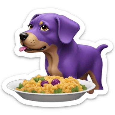 Purple dog eating  sticker