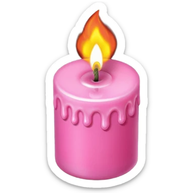 A drawing of a flaming pink candle that could be used at a romantic dinner table. The camera should be isometric at a Bird's-Eye View angle. sticker