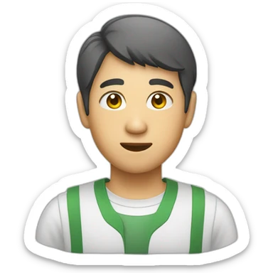 short hair Asian store clerk sticker