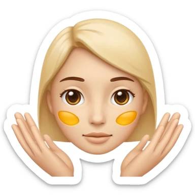 Minimal emoji representing reduced facial puffiness, soft hand gesture shaping the face contour, balanced and natural appearance, wellness-focused, simple and easy to understand
 sticker