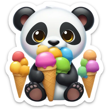 Panda eating ice creams  sticker