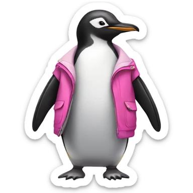 Penguin wearing pink jacket sticker