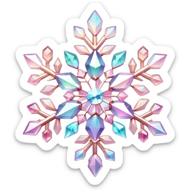 Gradient iridescent Pastel Pink crystal gemstone snowflake  sticker