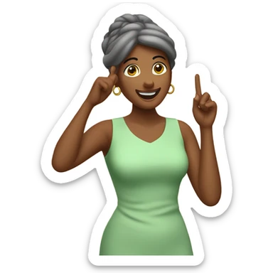 woman twirls her finger at her temple sticker