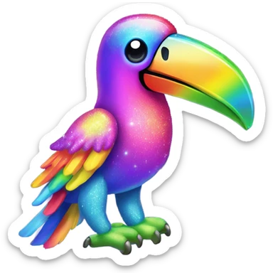 Lisa Frank rainbow sparkly toucan  sticker