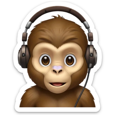 Monkey with headset mic sticker