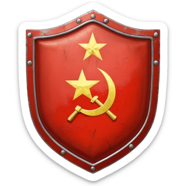 generate a very realistic shield with the USSR flag sticker