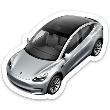 A Tesla Model Y parallel parking at a curb, from above sticker