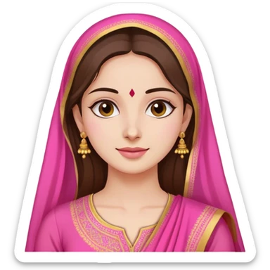 cute women in pink kurti dupatta sticker