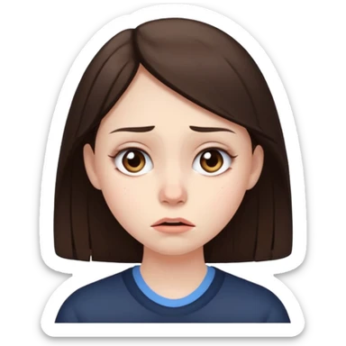 brunette girl with a suspicious/ cried/ judgmental look sticker