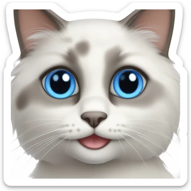shorthaired blue eyed ragdoll cat smiling sticker