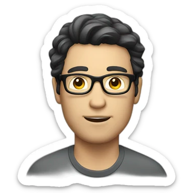 white man with dark hair and glasses talking sticker