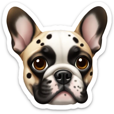 french bulldog with white, brown and black spots  sticker