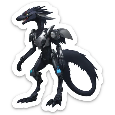 Full body Edgy Anthro Futuristic Mechanical Sergal-raptor-nargacuga-vernid sticker