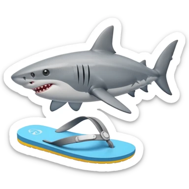Hace a un tiburon con ojotas sticker