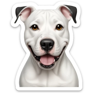 White stafford shire bull terrier with a black nose, a bit of black around his nose and black specks on his ears sticker