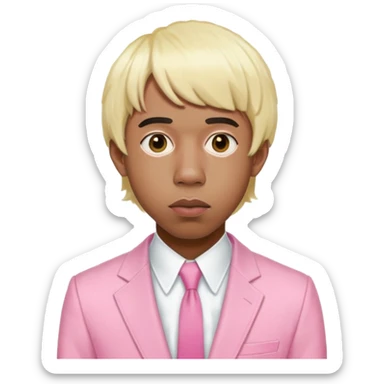 Tyler the Creator with blonde wig and pink suit from IGOR era sticker