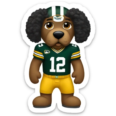 Black doodle wearing Green Bay packers jersey sticker