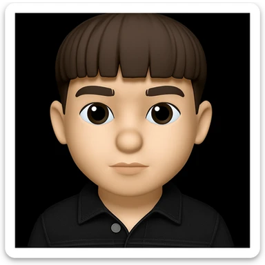 Change only the boy's outfit to a black denim jacket. Keep the boy's face, body shape, and all other features the same as the original image. Do not make the boy look fat. Maintain the original style and appearance of the boy except for the outfit change. sticker