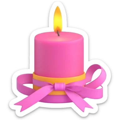 pink candle with a ribbon sticker