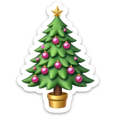 Cute christmas tree with pink decoration sticker