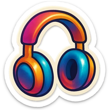 single headphones symbol, cartoon style sticker, simple and clear, no text sticker