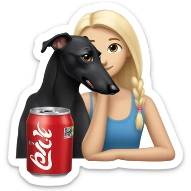 Black greyhound with blonde girl drinking Diet Coke  sticker