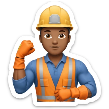 black construction worker flexing his muscles sticker