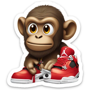 Monkey with a pair of air Jordan 4s sticker