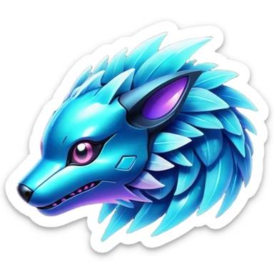  Shiny sparkly transparent bioluminescent luminescent vibrant bright pastel dark exotic iridescent colorful gradients futuristic modern cyber-Protogen-Fakémon-Pokémon-Vernid-creature sticker