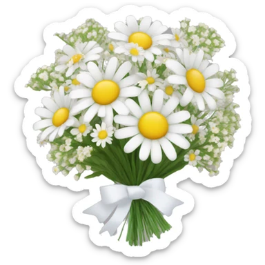 daisy and babies breath bouquet  sticker