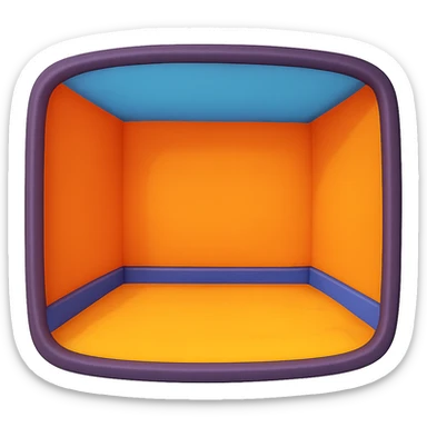 create an empty 3d cartoony room in a rounded square shape on a transparent bg sticker