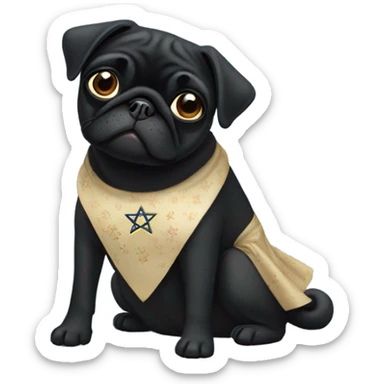 Black pug in a Jewish star dress sticker