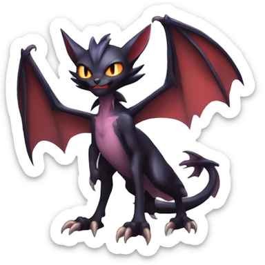  Kawaii Edgy Cool Vampiric Demonic Beautiful Noivern-Nargacuga-Litten with big Bat Ears full body sticker