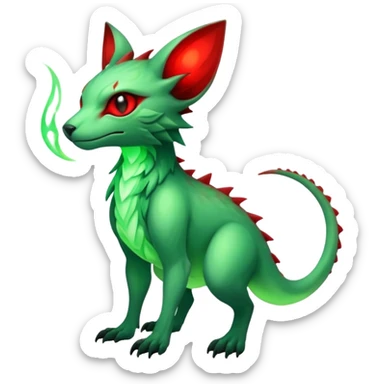 Cool Edgy Green Red ethereal badass Fionbri-Vernid-Trico-animal-creature full body sticker