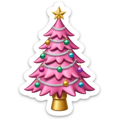 pink christmas tree sticker