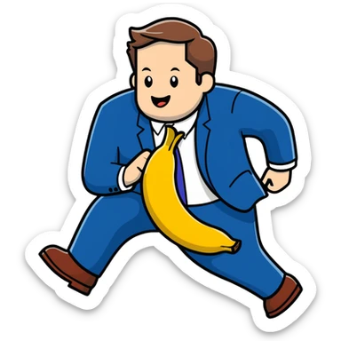 JD Vance slipping on a banana peel sticker