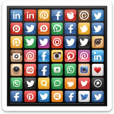 Socail media sauare emoji style icons 
Creat the quadrant with the logos of FB, X, Trustpilot, Instagram, Youtube, Linkedineach icon is ther only ones, asme size, only icons of the social media that I mentioned sticker