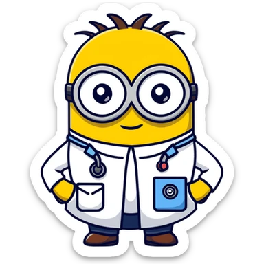 minion character in doctor outfit sticker