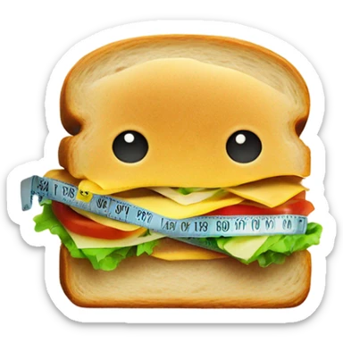 Sandwich with tight tape measure sticker