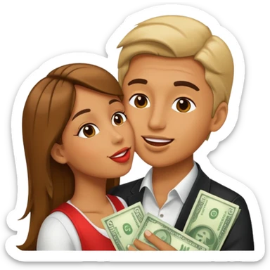 Cara feliz besando dinero  sticker