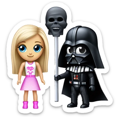 Darth Vader and Barbie’s expensive but very dusty old disturbing disgusting ghostly very haunted horror dream camping  sticker