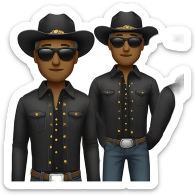 cowboy white man rounded sunglasses black clothes reverend sticker