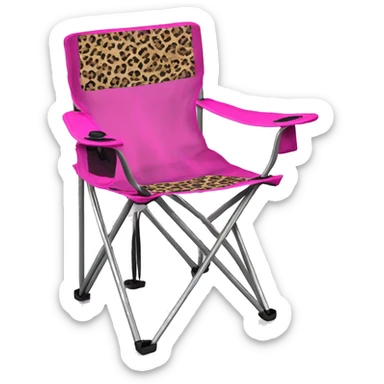 Realistic fuschia and leopard print pattern camping folding chair isolated.  sticker