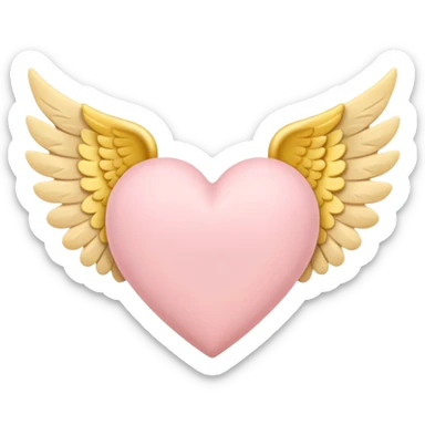 Heart with wings in soft pink, beige and yellow pastel colors sticker