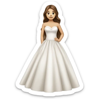 Create a wedding dress emoji with a girl with brown hair  sticker
