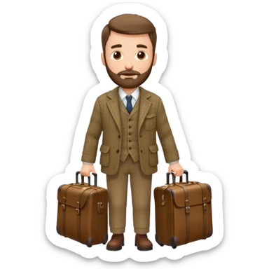 SCOTTISH MAN WITH STUBBLE BEARD TRAVELLING WITH SUITCASE AND BAGS sticker