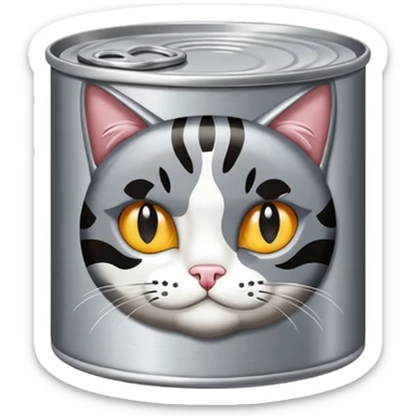 a flat round cat food can sticker