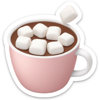 Light Pink mug of hot chocolate with marshmallows  sticker
